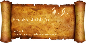 Hruska Jolán névjegykártya